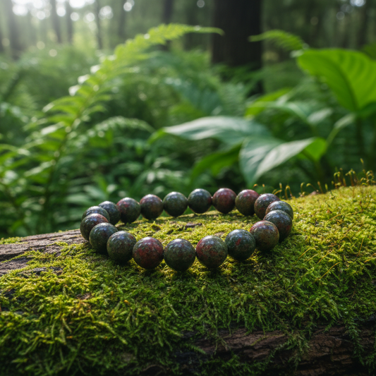 African Bloodstone Bracelet – Single, Forest Setting