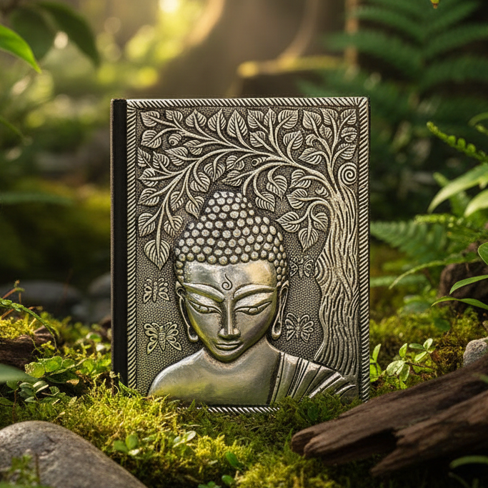 Buddha Aluminium Journal in Natural Outdoor Setting