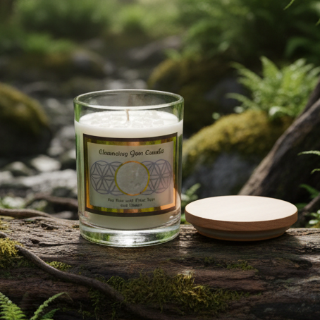 Cleansing Selenite Candle in Natural Outdoor Setting
