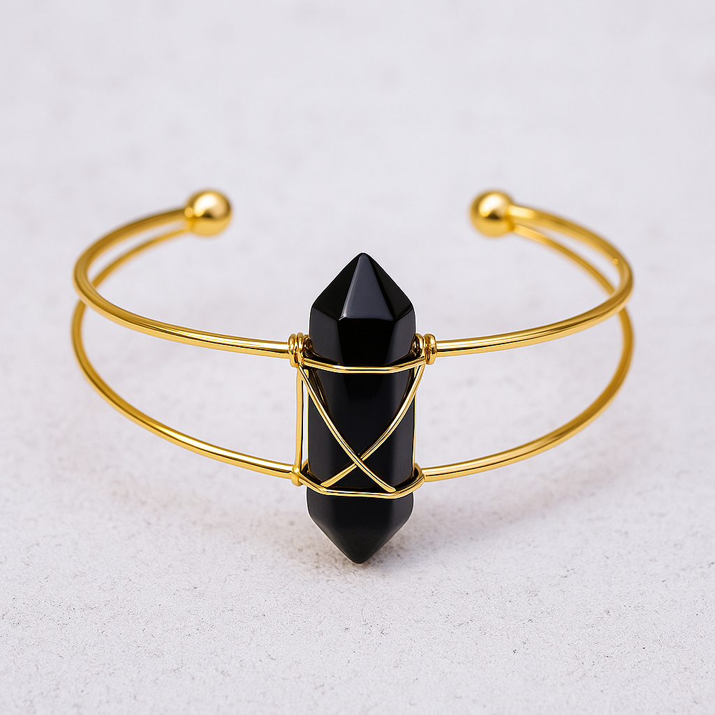 🖤 Black Obsidian – The Energy Shield Cuff Bracelet