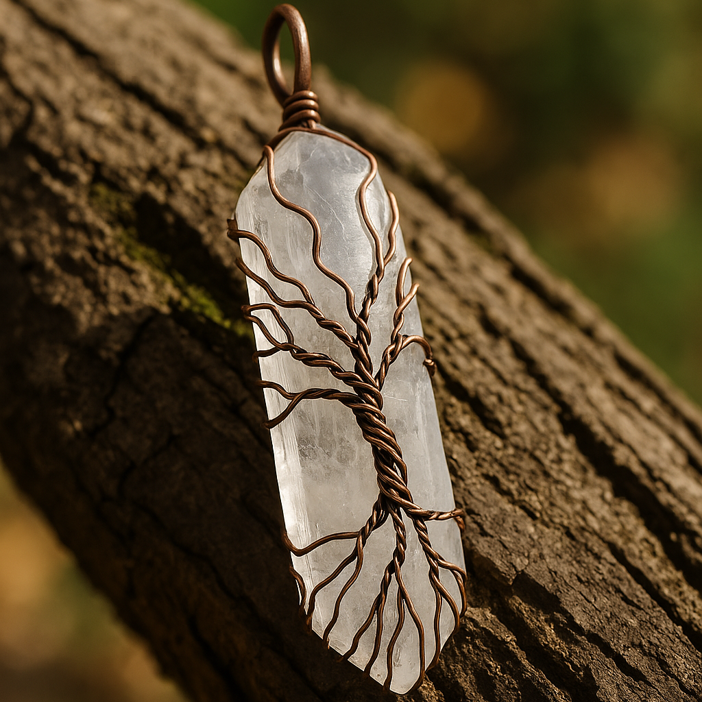 🤍 Clear Quartz – Tree of Life Ascension Pendant