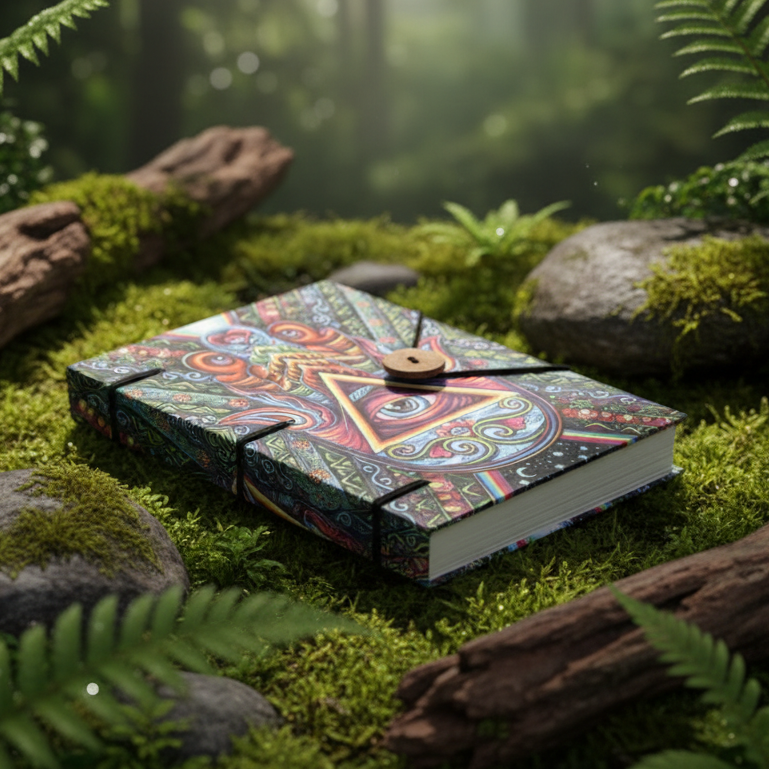 Hamsa Hand Paper Journal in Natural Outdoor Setting