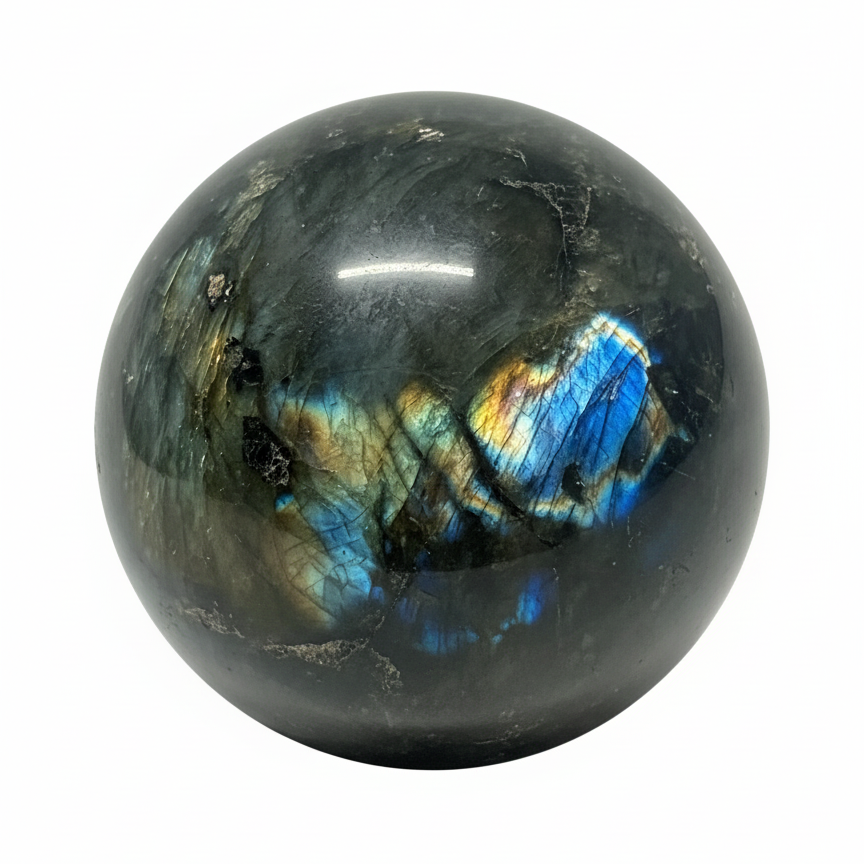 Labradorite Sphere 403g with Stand