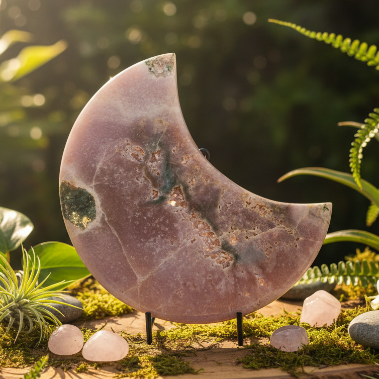 Pink Amethyst Moon 1.89kg with Stand