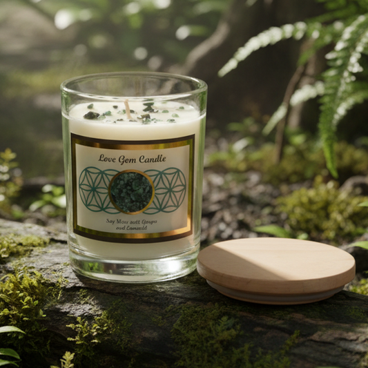 Love Emerald Candle in Natural Outdoor Setting