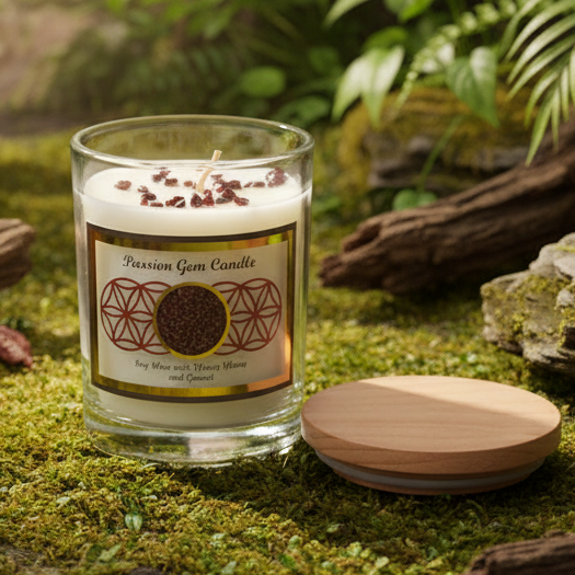 Passion Garnet Candle in Natural Outdoor Setting
