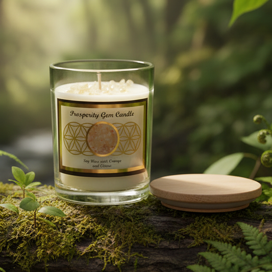 Prosperity Citrine Candle in Natural Outdoor Setting