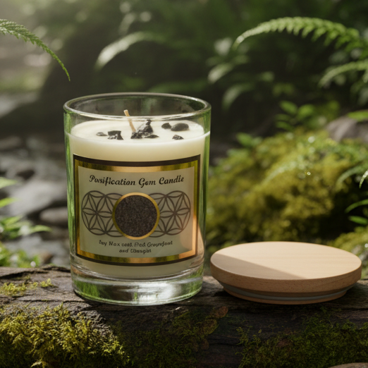 Purification Shungite Candle in Natural Outdoor Setting