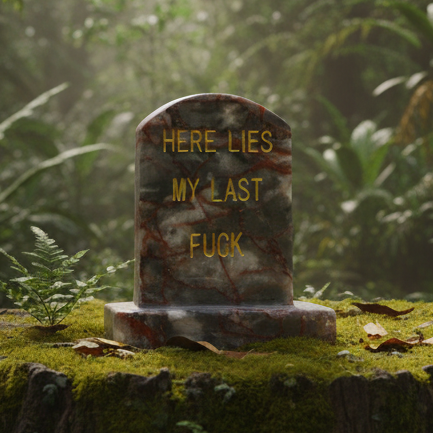 Red vein jasper headstone in natural setting