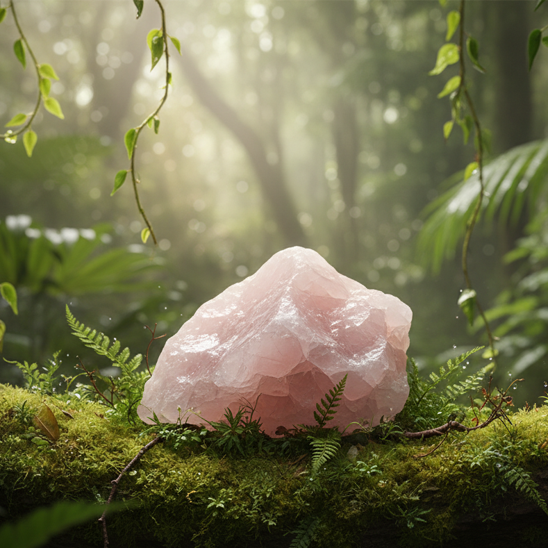 Rose Quartz Raw Chunk Natural Setting