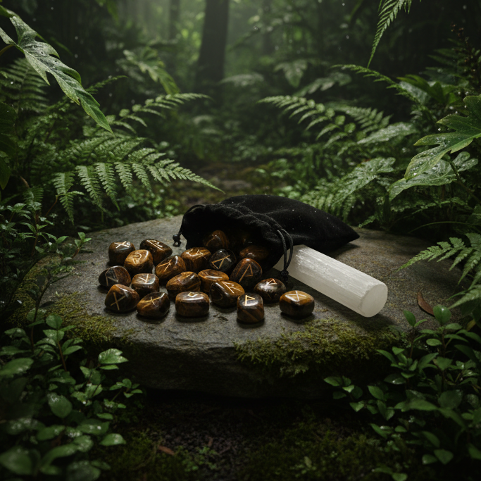 Rune kit in natural rainforest setting