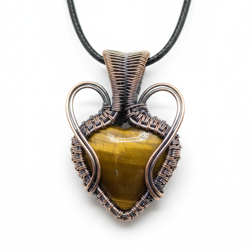 Tiger's Eye Wire-Wrapped Pendant - Clean Product Photo