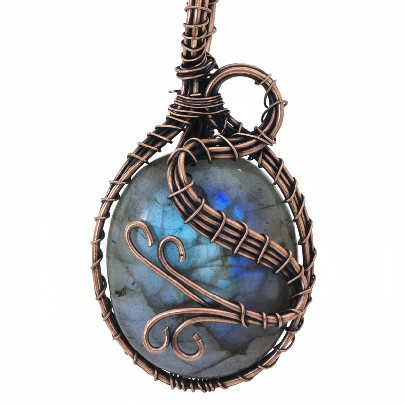 Wire-Wrapped Labradorite Pendant - Clean Product Photo